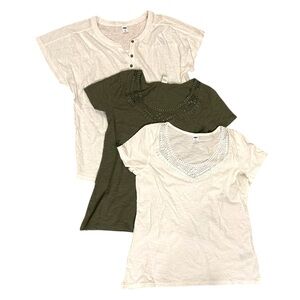 Lot Of 3 NWT NWOT Old Navy Women’s T Shirt Top Medium Short Sleeve White Green